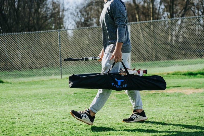 Tanner Portable Baseball Net with Carry Bag - 7' x 7' Baseball Net Softball Batting Net with Target and Catch Sock for Hitting and Pitching | Black and Blue - Image 5